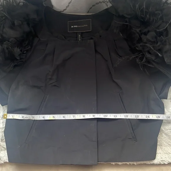 BCBG cropped dressy jacket with feathered sleeves - Picture 8 of 8
